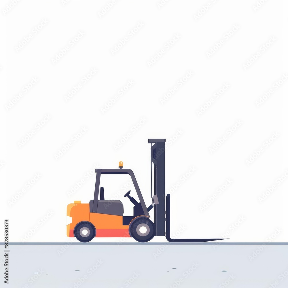 Forklift flat design front view warehouse theme animation Split complementary color scheme isolated on white background