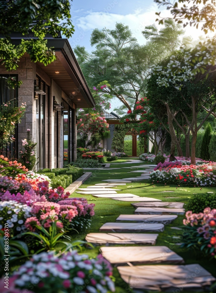Modern Zen Garden Design: Landscape Rendering