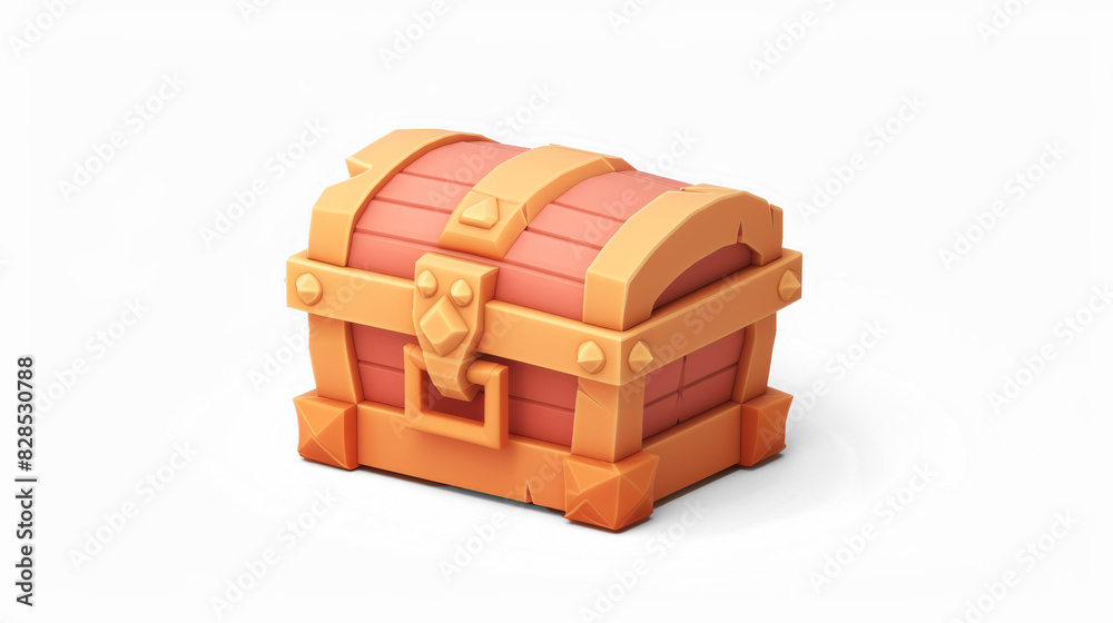 3D Wooden Treasure Chest Illustration for Games