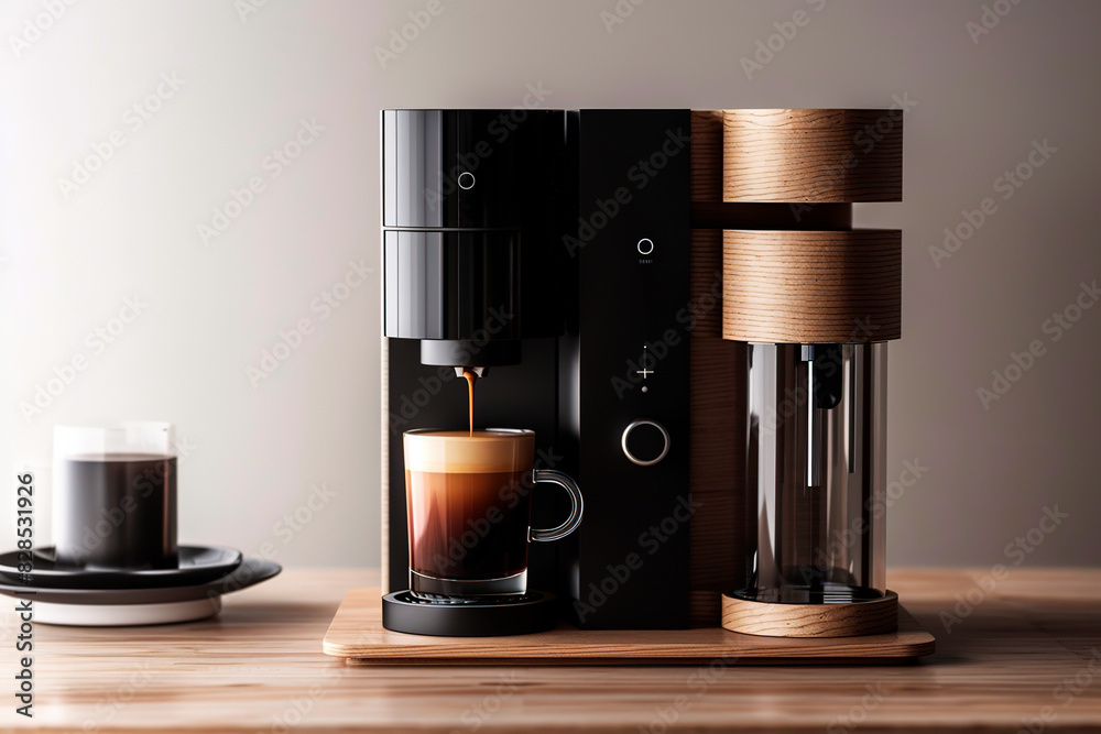 © Jezper - Modern coffee machine with cup on counter in kitchen