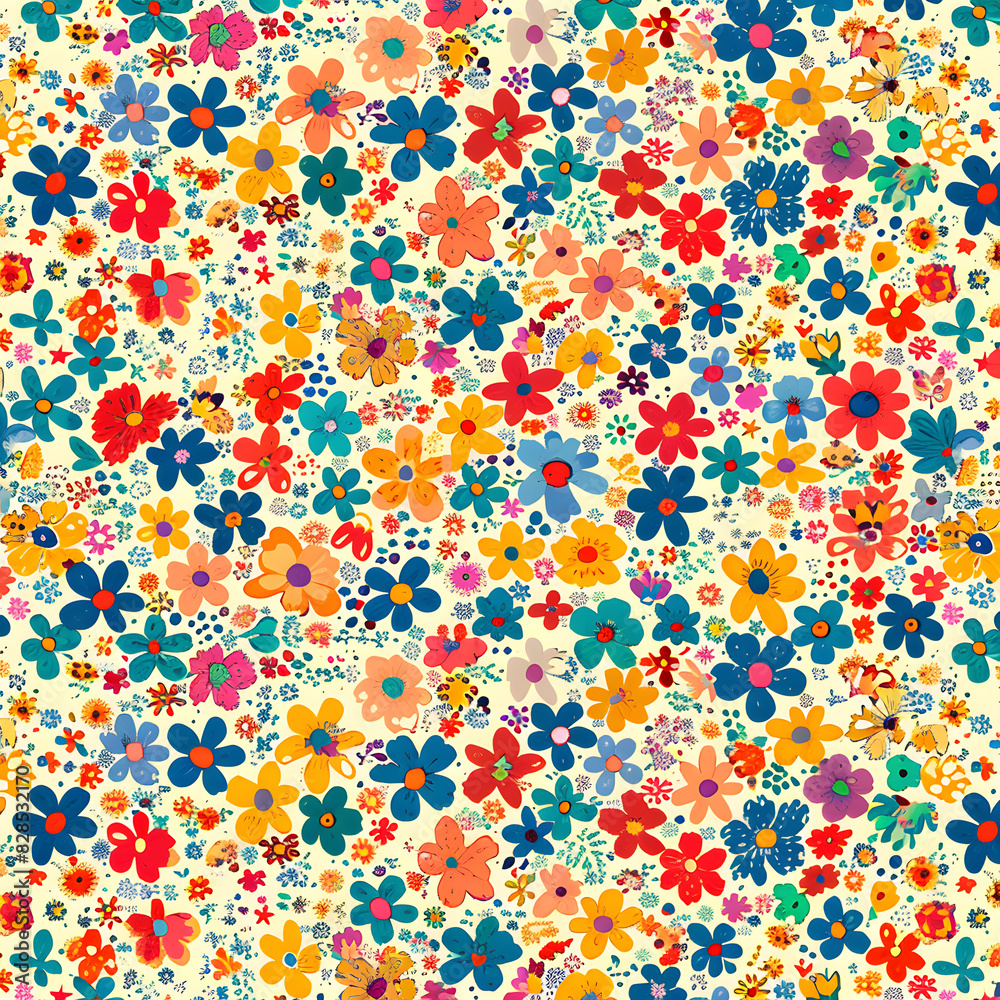pattern with colorful retro flowers pattern with colorful retro flowers