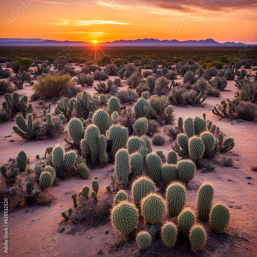 Sunset in the desert of Texas photo