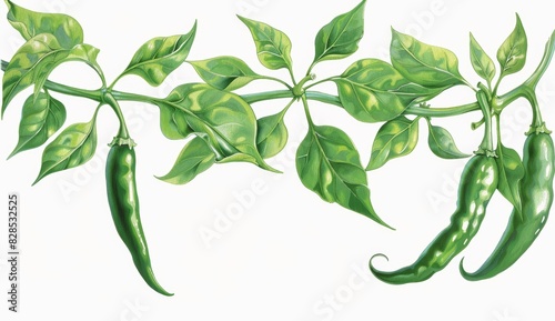 green chilli pepper plant leaf boarder clip art with green chili pods