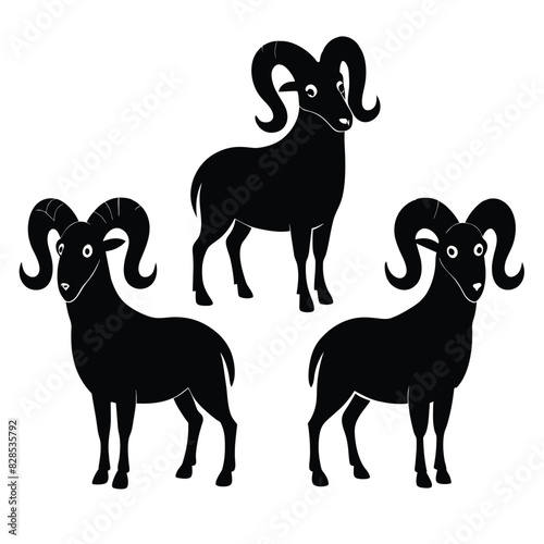 Solid color Bighorn Sheep animal vector