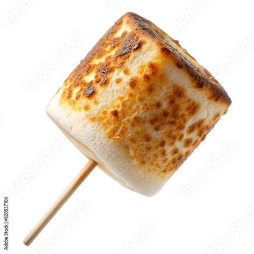 Golden Brown Roasted Marshmallow Isolated on Transparent Background