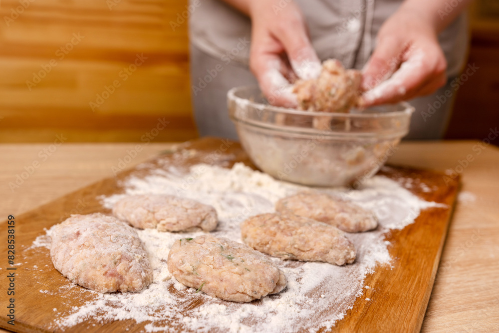 Meatballs are made from minced meat. Preparation of meat cutlets.