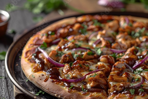 Delicious BBQ Chicken Pizza with Red Onions and Cilantro