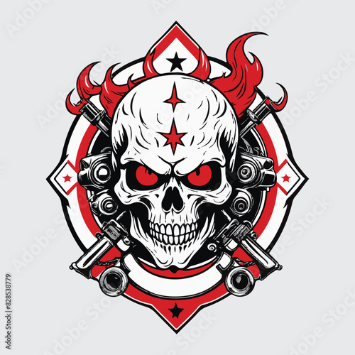 demon skull Hand Drawn retro Motorcycle Club
