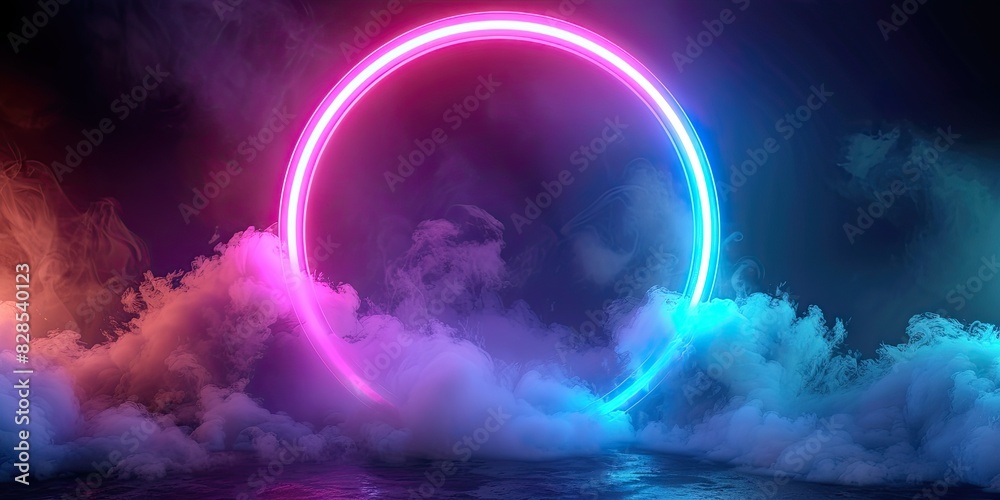 Colorful Smoke Ring in Dark Atmosphere
