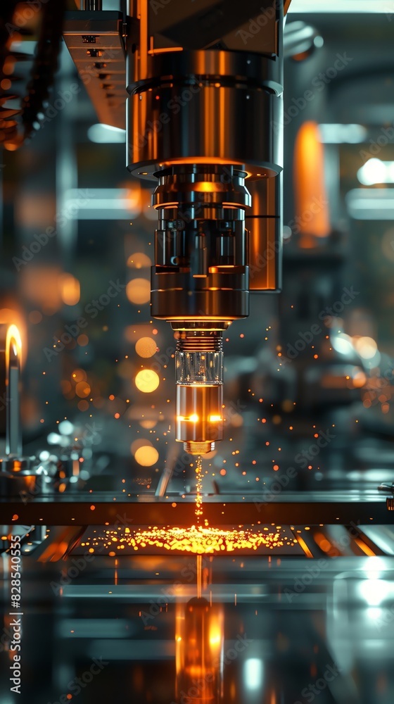 Futuristic manufacturing bot, macro view, crafting with laser precision, sharp detail, smart automation Futuristic manufacturing bot, macro view, crafting with laser precision, sharp detail, smart automation