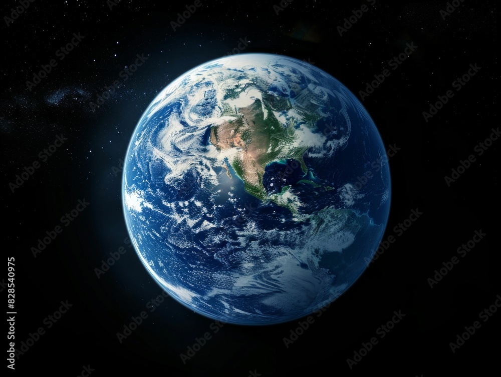 Fototapeta premium Earth in Space with Starry Background. Generative ai