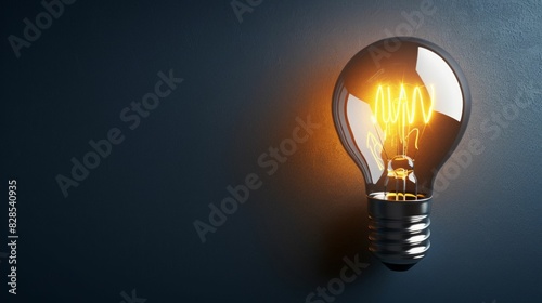 Illuminated Light Bulb on Dark Background. Generative ai