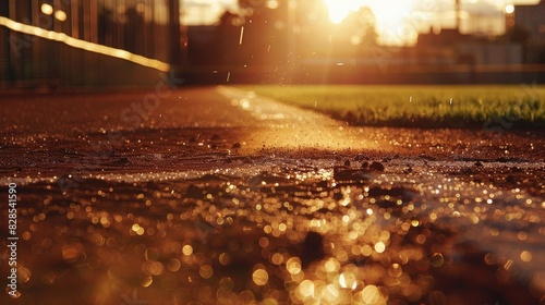 A baseball diamond, bathed in the golden light of late afternoon, awaiting the crack of the bat and the roar of the crowd.