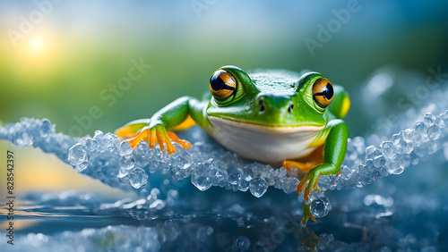 frog in the water photo