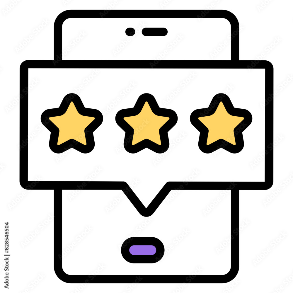 A colored design icon of mobile review
A colored design icon of mobile review