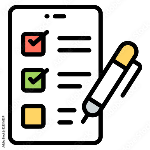 A colored design icon of checklist

