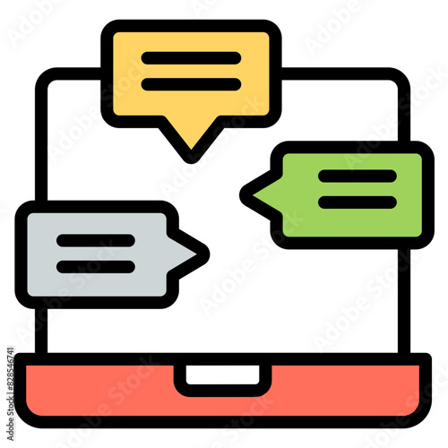 A flat design icon of online discussion

