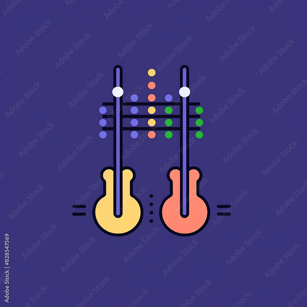 Naklejka premium Guitar_Strings_Tuning_Pegs_Modern_Line_Icon_Vector_Li_