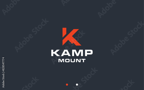 letter k with mountain logo design vector silhouette illustration