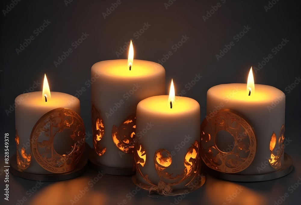 Set of pillar candles in circle with flames illuminate beautiful pic international candles day Set of pillar candles in circle with flames illuminate beautiful pic international candles day