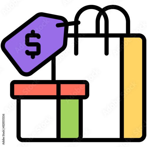 A flat design icon of shopping bag

