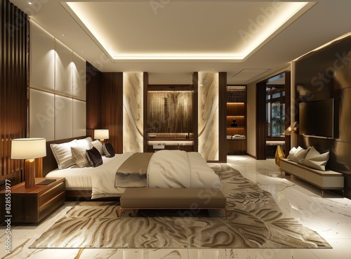 Luxurious Hotel Suite Bedroom with Modern Design © Du