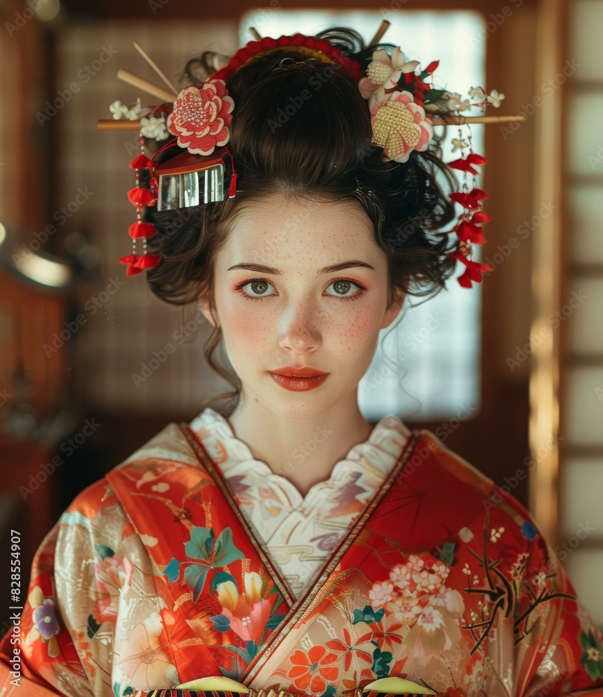 Portrait of a young woman in a kimono Portrait of a young woman in a kimono