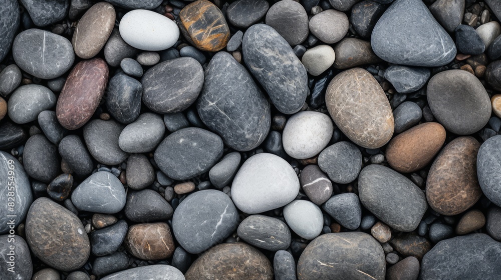 Varied Pebbles And Stones In A Close-Up Textural Nature Composition. Generative AI Varied Pebbles And Stones In A Close-Up Textural Nature Composition. Generative AI