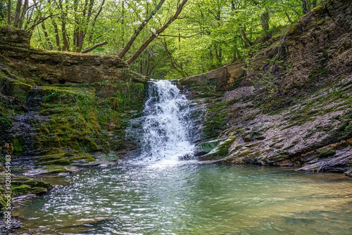 Fototapeta Naklejka Na Ścianę i Meble -  Waterfall on the Iwielka stream known from the movie Strawberry Wine, Beskid Niski, Poland