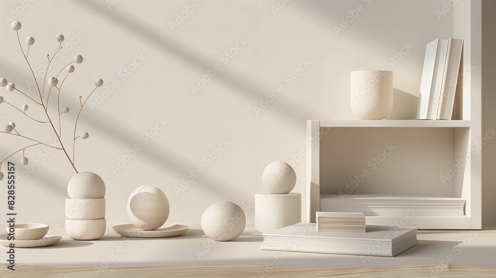 A white shelf displaying a vase with flowers and several books neatly arranged on it A white shelf displaying a vase with flowers and several books neatly arranged on it