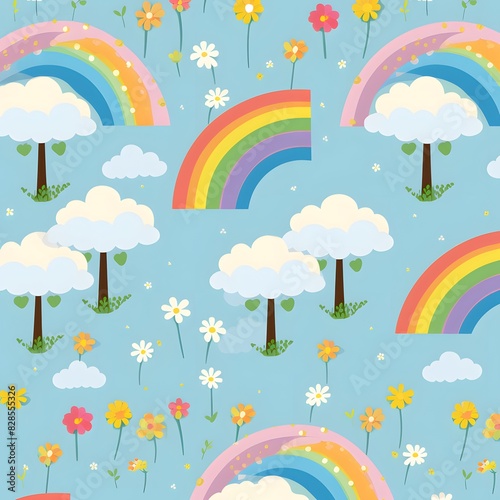 Watercolor rainbow in the sky