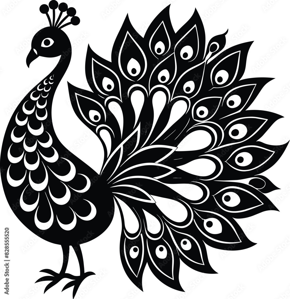 Ornate Peacock Rangoli Design Vector Silhouette Ornate Peacock Rangoli Design Vector Silhouette