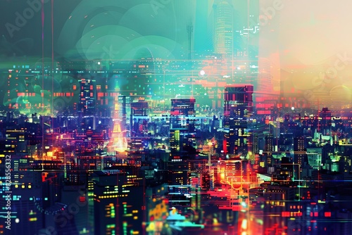 smart city and telecommunication network abstract mixed media concept illustration photo