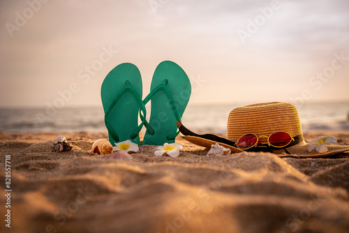 Beach summer lifestyle background,  beach vaccation photo photo