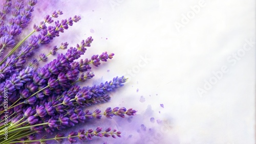 Abstract lavender oil painting in the corner on white background. With copy space for text