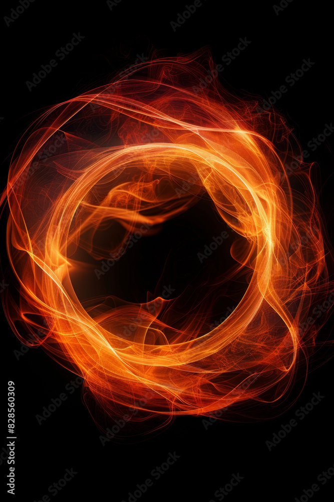 Vibrant red and blue energy flow in circular pattern on black background. Vibrant red and blue energy flow in circular pattern on black background.