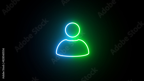 Neon glowing user icon. neon profile icon. avatar user profile icons. neon user silhouette isolated on black background. photo