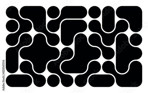 background with black liquid connected circle dots. metaballs pattern on white. abstract geometric shapes collection Point movement flat icon