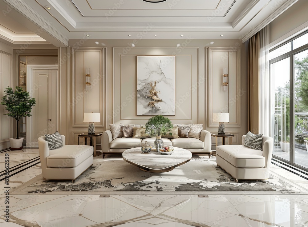 Modern Living Room with Plush Sofa and Stylish Decor Modern Living Room with Plush Sofa and Stylish Decor