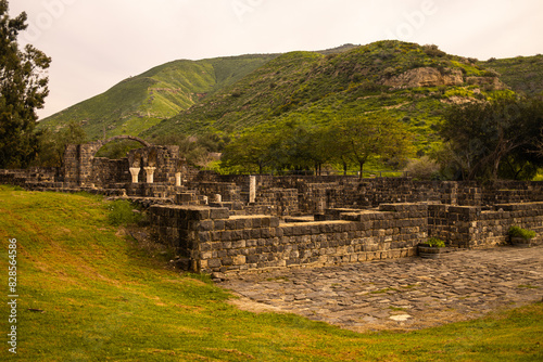 Tableau sur toile Ruins of Byzantine Monastery at Kursi Near Tiberias in Golan Heights, Israel