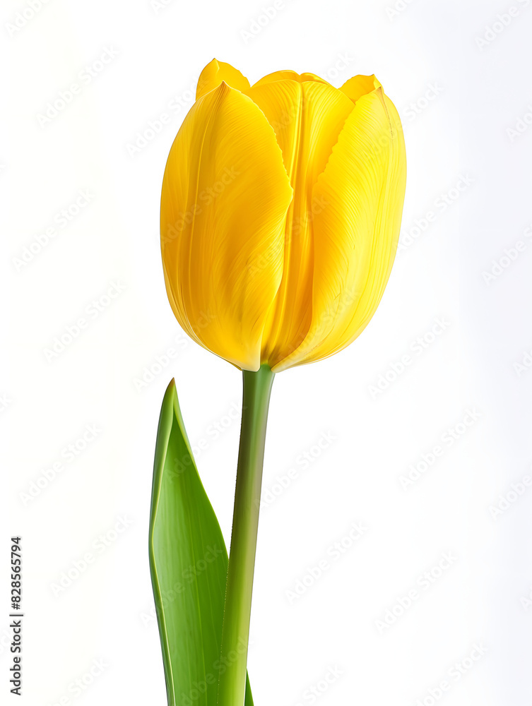Single yellow tulip isolated on white background. Single yellow tulip isolated on white background.