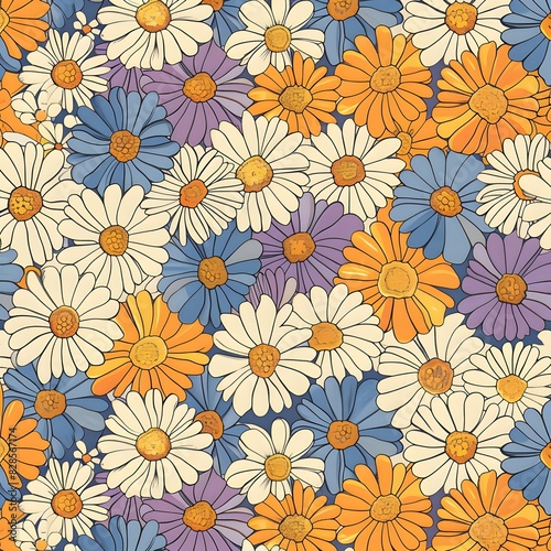 Wallpaper Mural retro floral pattern Torontodigital.ca