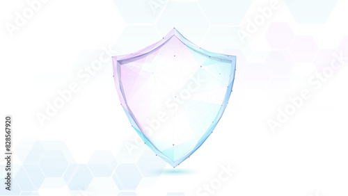 Security Shield protection. Cyber security data protection technology. Low polygonal, wireframe, linear and mesh. Vector illustration