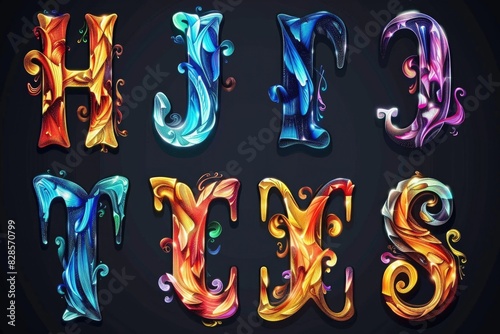 Various colored letters in different styles, perfect for educational materials