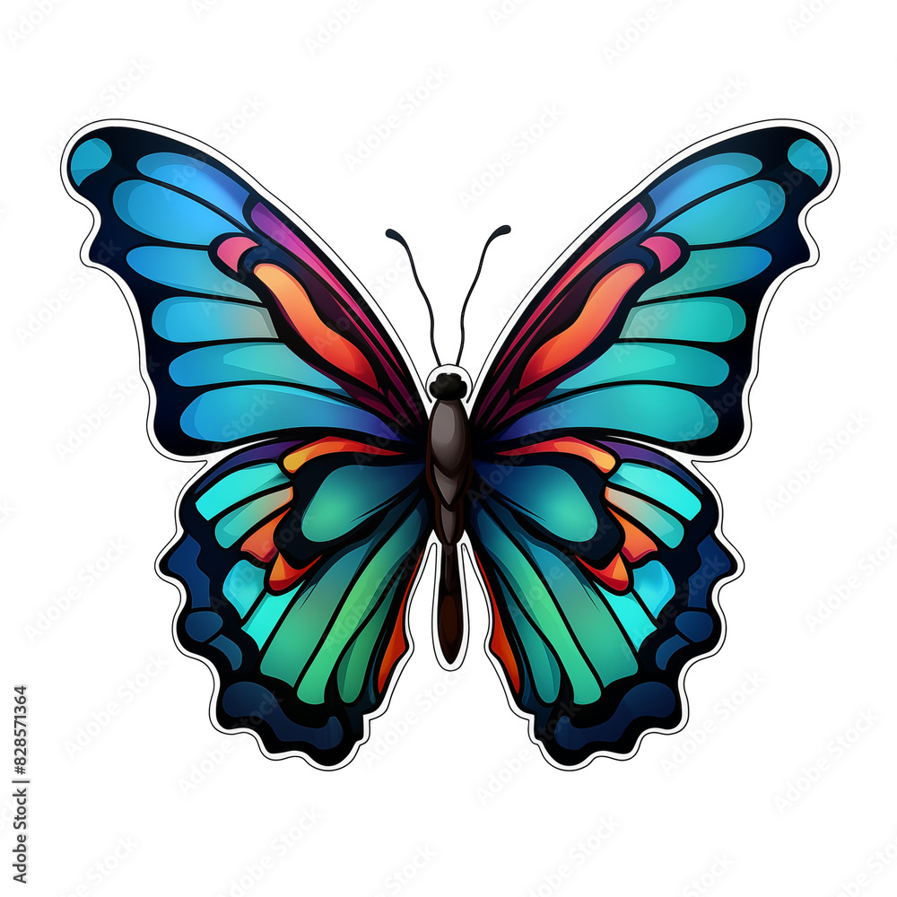 Colorful 3D Butterfly Sticker on Transparent Background Colorful 3D Butterfly Sticker on Transparent Background