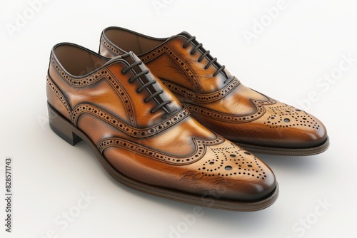 Pair of brown shoes on a white background. Suitable for fashion or product photography