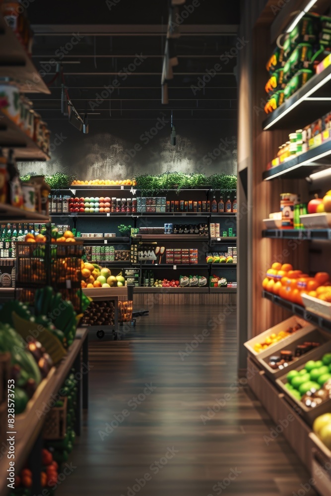 A variety of fresh fruits and vegetables in a grocery store. Perfect for food and health-related projects