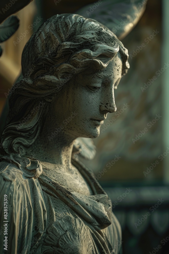 Detailed shot of an angel statue, suitable for religious or memorial concepts