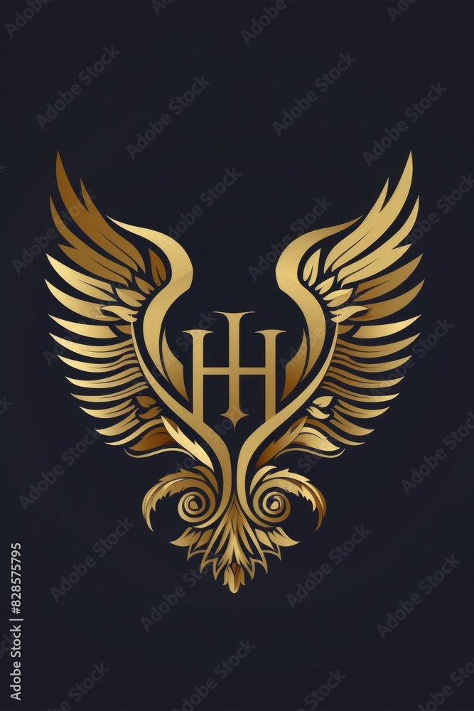 A golden heart with wings on a black background. Perfect for love and romance concepts A golden heart with wings on a black background. Perfect for love and romance concepts