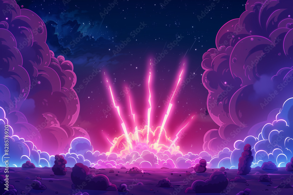 Obraz premium game background blast effect cartoon glow effect background